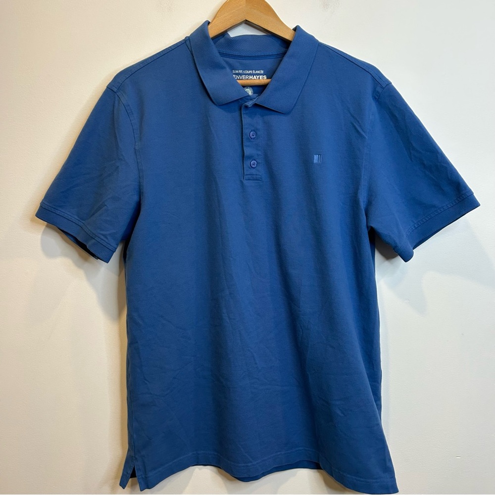Denver Hayes Men’s Slim Fit Short Sleeve Polo Shirt Blue